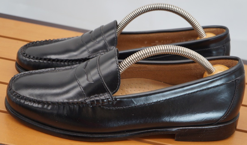 Vtg G.H. Bass Weejuns Sz. 9 Black Leather Wayfarer Penny Loafers 6150